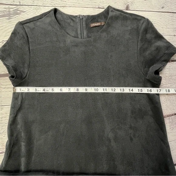 J.MCLAUGHLIN charcoal grey faux suede short sleeve crew neck swing dress size S - Picture 10 of 14